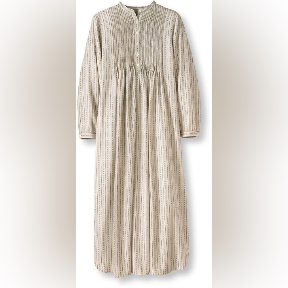LL Bean Dobby Nightgown Flannel Pintuck Cotton Cottage